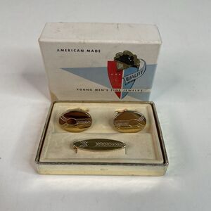 Vintage Foster Fine Jewelry Cufflinks And Tie Clip, Gold, New, Vintage, With Box